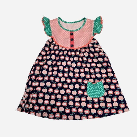 Serendipity By Shrimp And Grits 7/8 Apple Print Blouse Flutter Sleeve 3881 - Picture 1 of 9